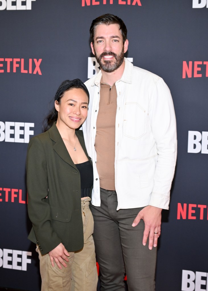 Linda Phan and Drew Scott at the premiere of "Beef" held at the Tudum Screening Room on March 30, 2023 in Los Angeles, California. (Photo by Michael Buckner/Variety via Getty Images)