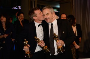 HOLLYWOOD, CA - MARCH 02:  Filmmaker Spike Jonze and director Alfonso Cuaron attend the Oscars Governors Ball at Hollywood & Highland Center on March 2, 2014 in Hollywood, California.  (Photo by Kevork Djansezian/Getty Images)